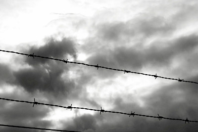 Photo of barbed wire against sky