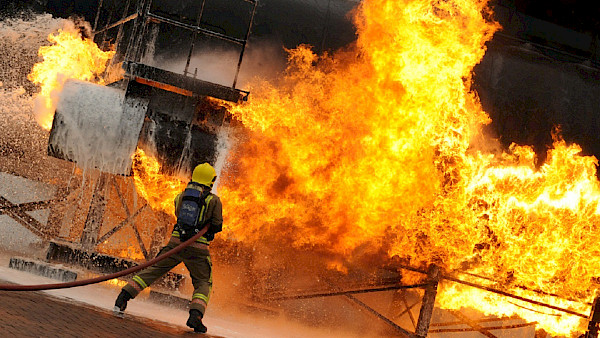 Firefighting training at an MoD site. CC UK Ministry of Defence/Flickr