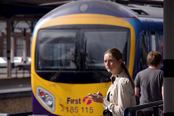 Woman on railway platform