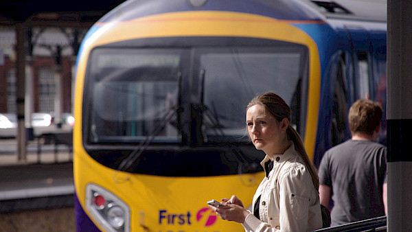 Woman on railway platform