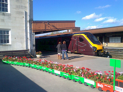 Flower pots on station