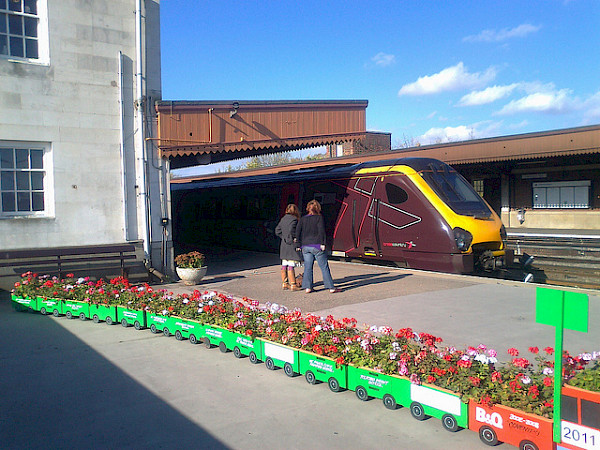 Flower pots on station