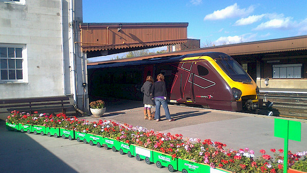 Flower pots on station