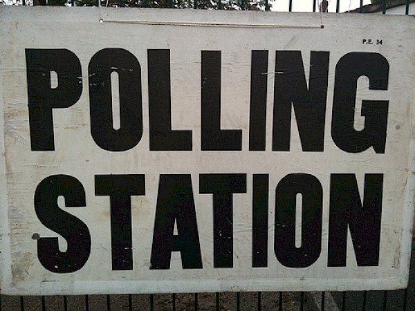 Polling station sign