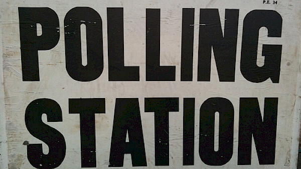 Polling station sign