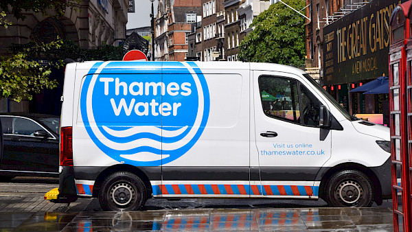 A picture of a 'Thames Water' van, parked up in the street