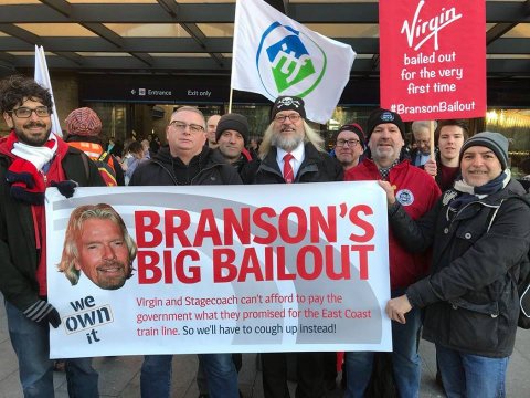 Branson's Big Bailout protest