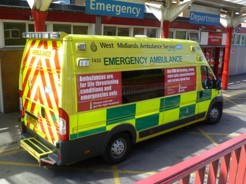 An ambulance in front of an A&E