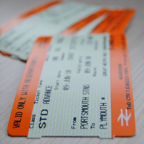 Photo of a train ticket