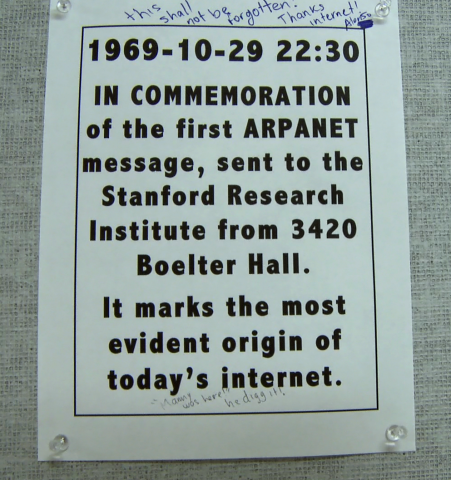 Photo of plaque commemorating the Arpanet