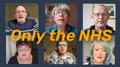 Picture of patients with text "Only the NHS"