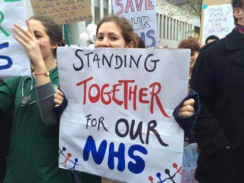 Photo of 'Standing together for our NHS' banner