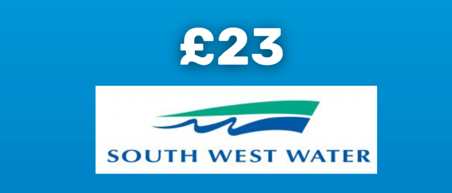 Text reads: "South West Water paid its shareholders £23 for every hour it polluted in 2023."