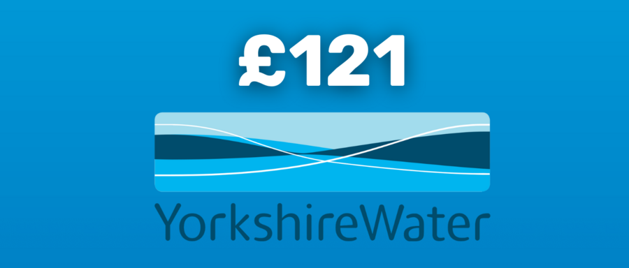 Text reads: "YorkshireWater paid its shareholders £121 for every hour it polluted in 2023."