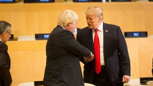 Boris Johnson and Donald Trump shaking hands