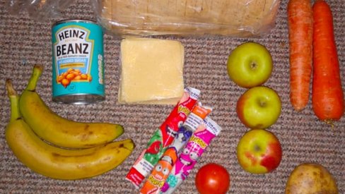 A photo of a sub-standard free school meal parcel