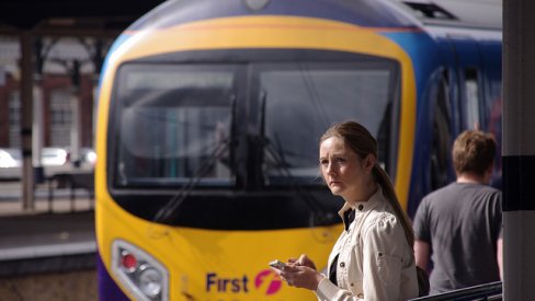 Woman on railway platform