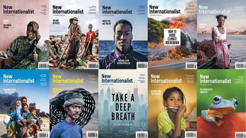 A collage of New Internationalist covers