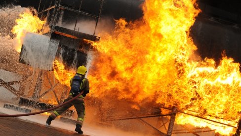 Firefighting training at an MoD site